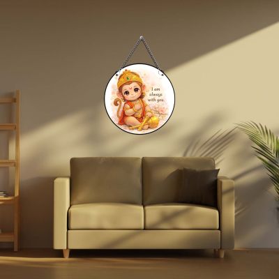 Cute Bajrangbali Hanuman Ji Wall Hanging Decoration Inspirational 'I Am Always with You', Religious Theme Home Decor Motivational Religious Wall Art for Pooja Room and Nursery